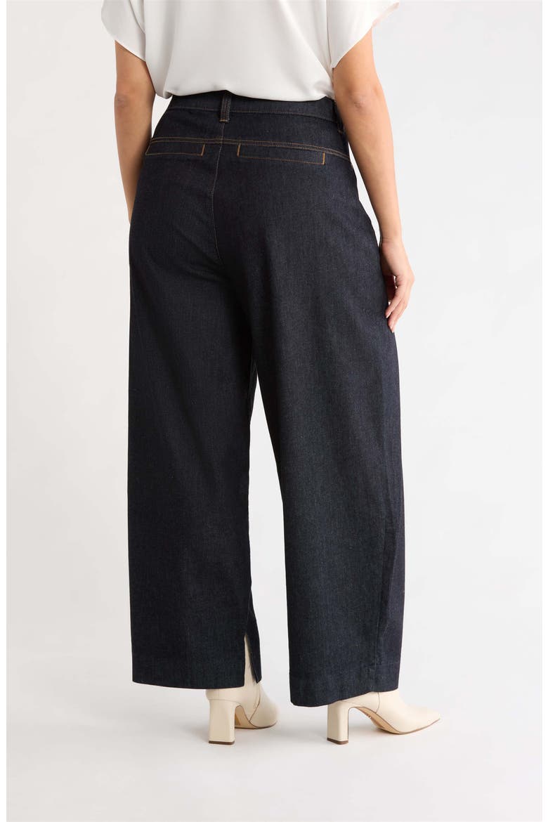 Pleated Barrel Leg Denim Trousers, Alternate, color, INDIGO