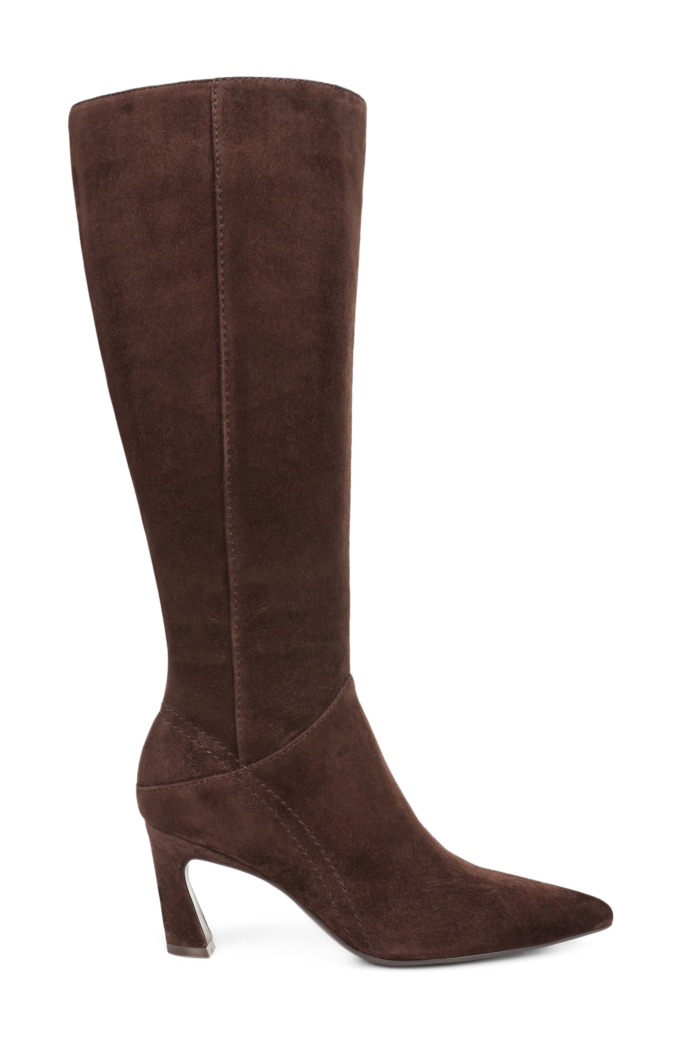 Edina Pointed Toe Knee High Boot, Alternate, color, CHOCOLATE SUEDE