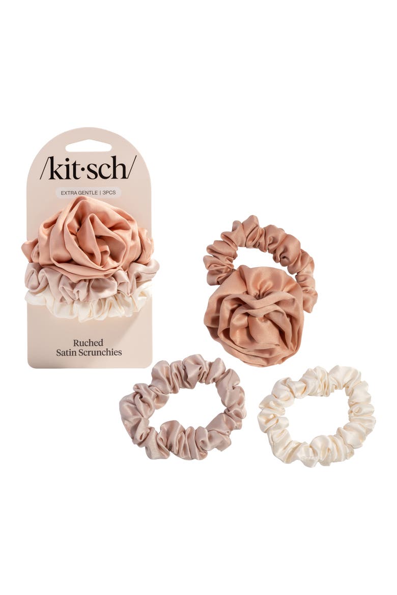 3-Pack Assorted Rosette Scrunchies, Main, color, TERRACOTTA