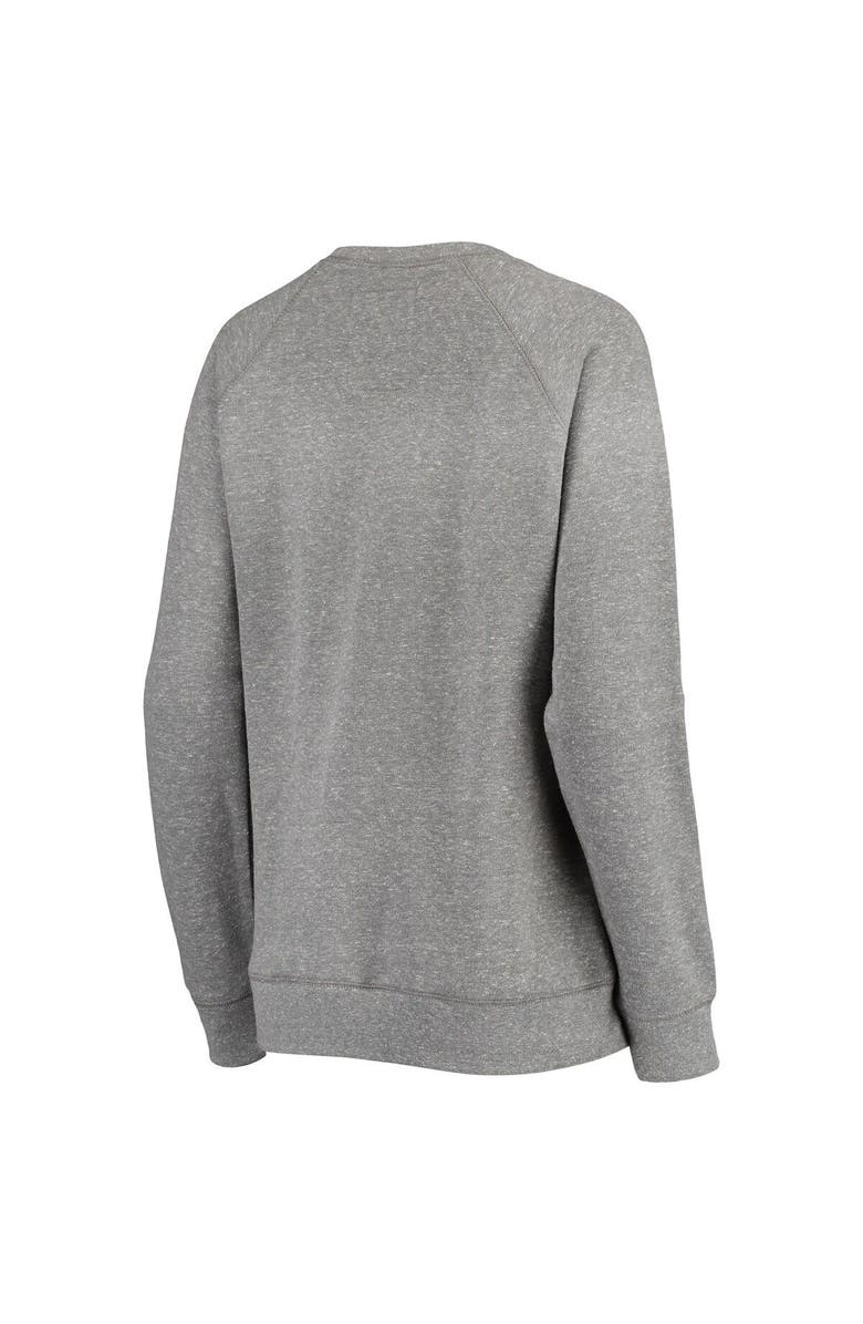 PRESSBOX Women's Pressbox Heathered Gray Texas Longhorns Distressed Edith Vintage Knobi Fleece Crew, Alternate, color, Heather Gray