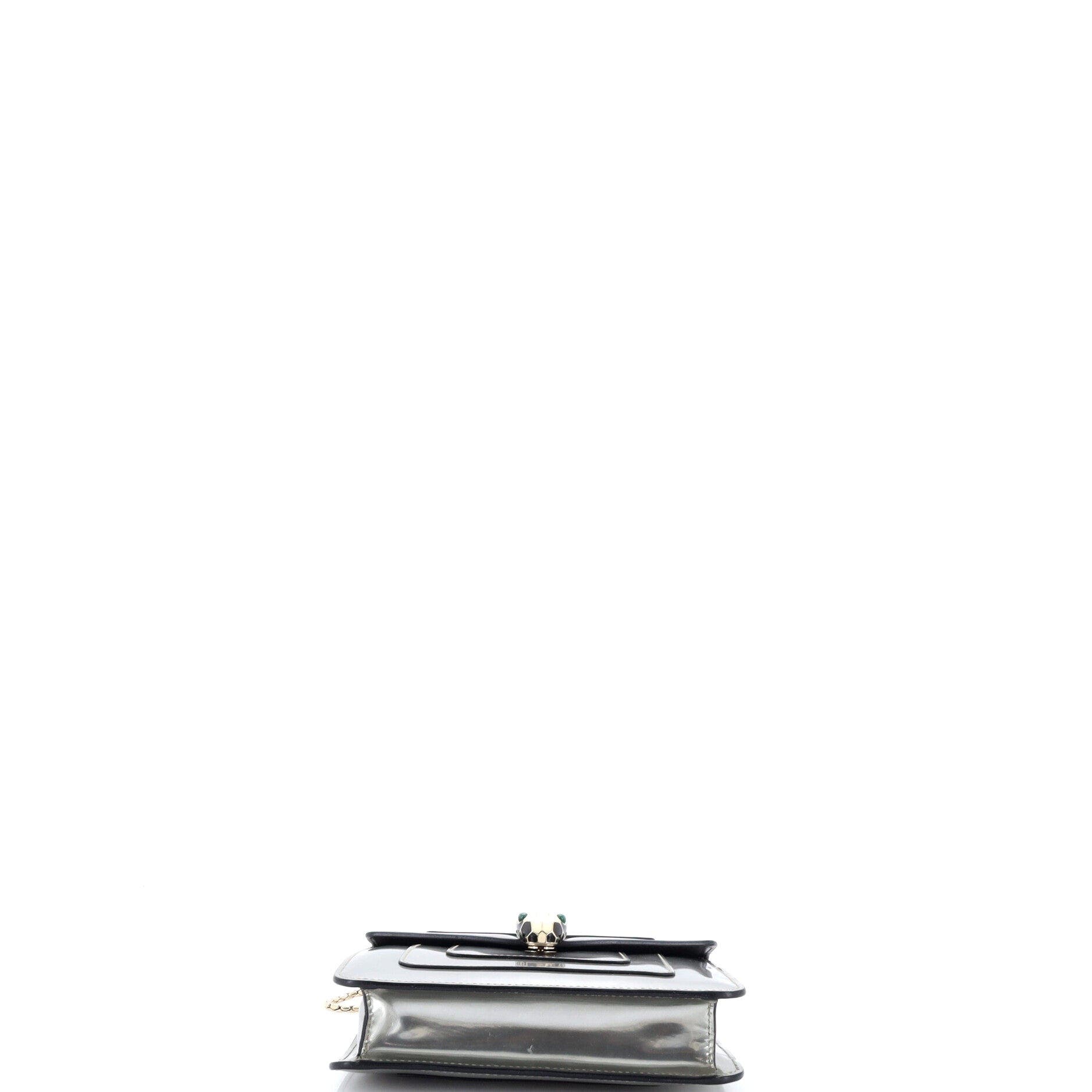 Serpenti Forever Square Shoulder Bag Metallic Leather Small, Alternate, color, Metallic Silver