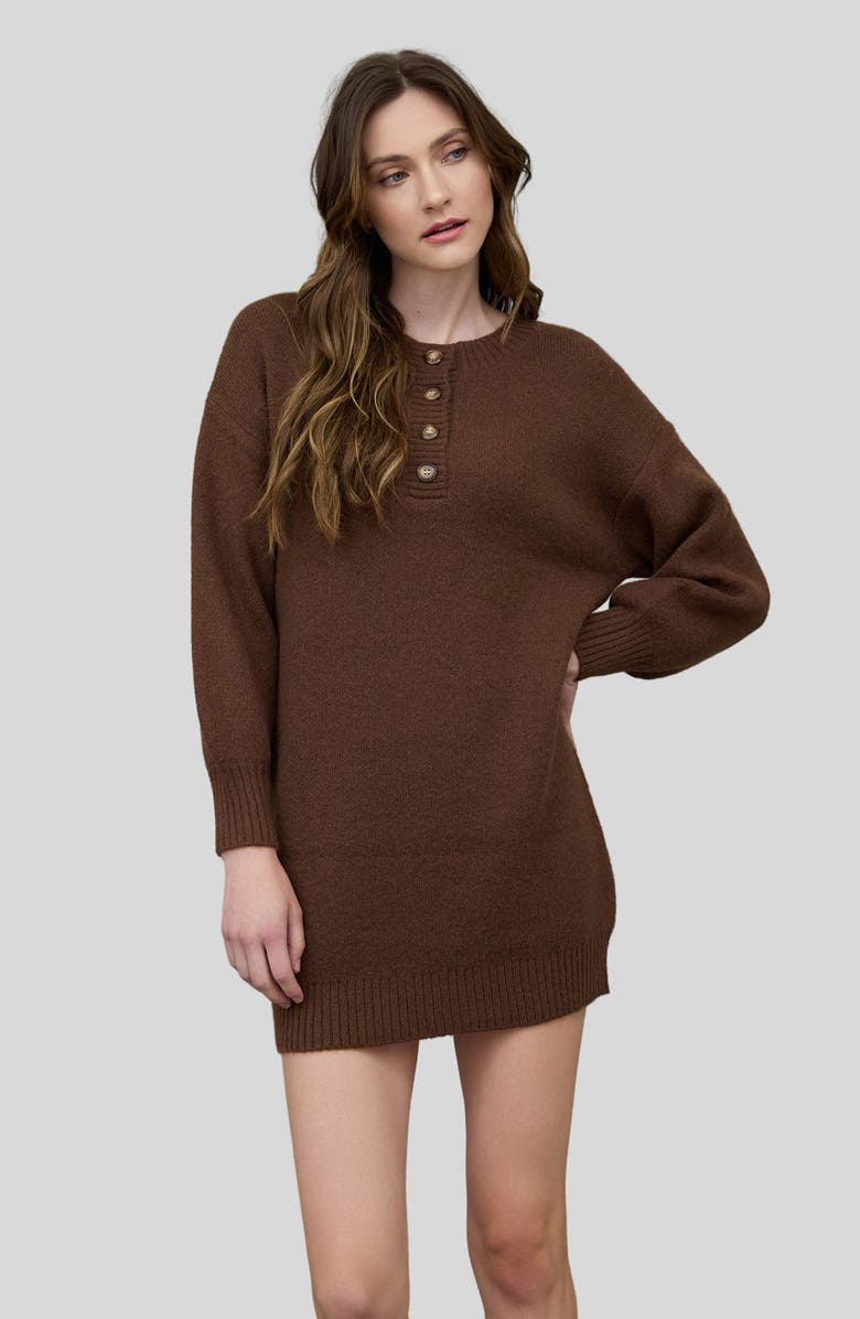 Blu Pepper Long Sleeve Sweater Dress, Alternate, color, Coffee Bean