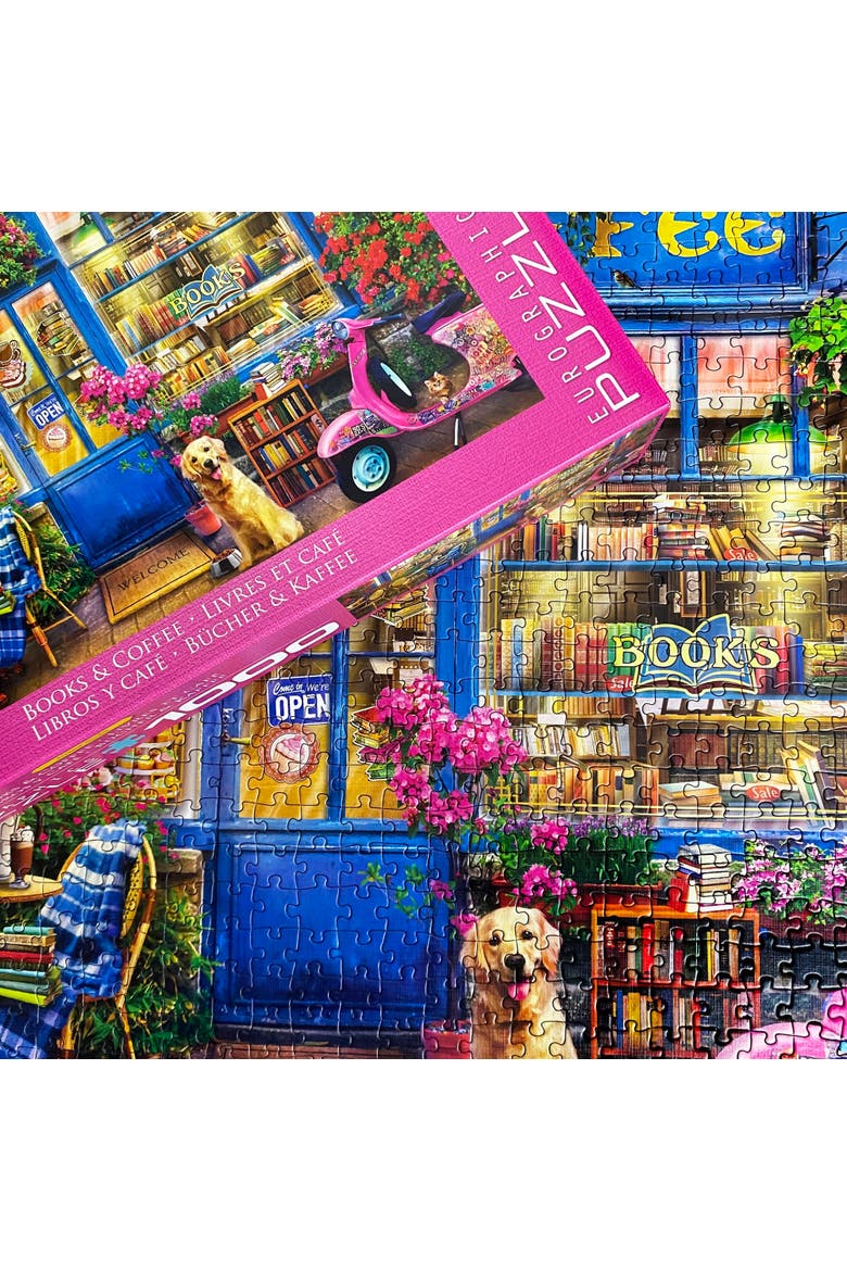 Books and Coffee 1000 Piece Puzzle, Alternate, color, Multicolored