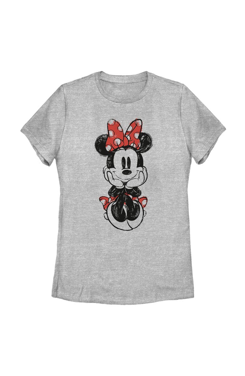 Mickey & Friends Women's Mickey & Friends Sitting Minnie Sketch Graphic T-Shirt, Main, color, Athletic Heather