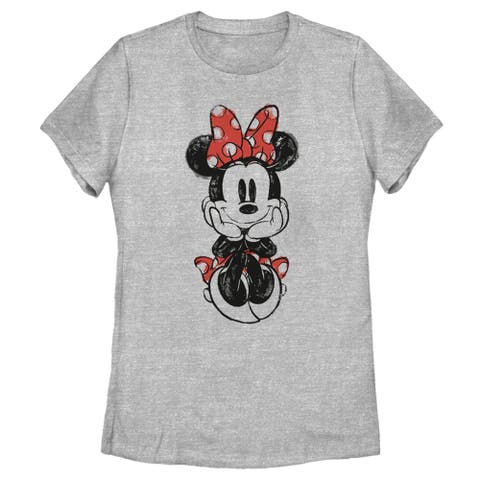 Women's Mickey & Friends Sitting Minnie Sketch  Graphic T-Shirt