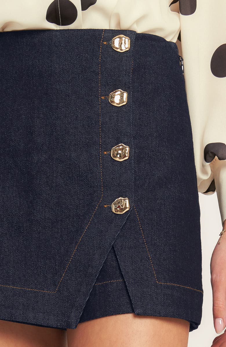 FLYING TOMATO Buttoned Denim Skort, Alternate, color, Dark Indigo