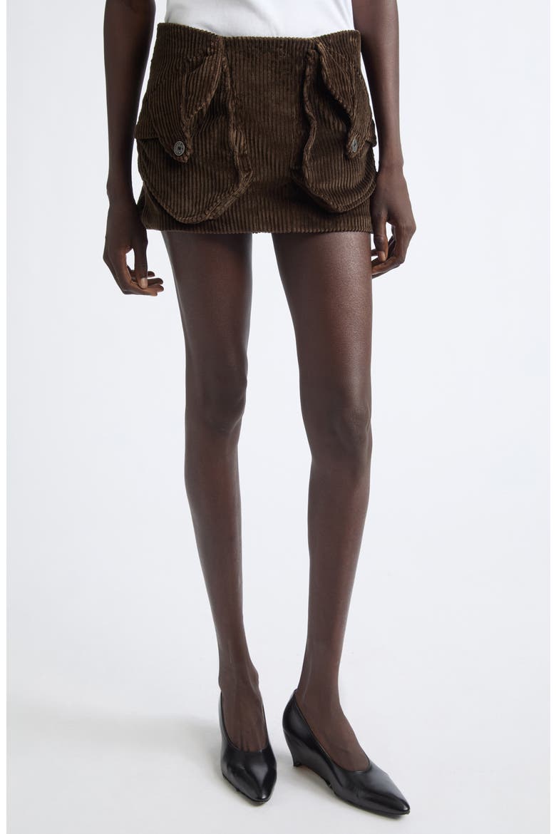 Cotton Corduroy Miniskirt, Main, color, BROWN