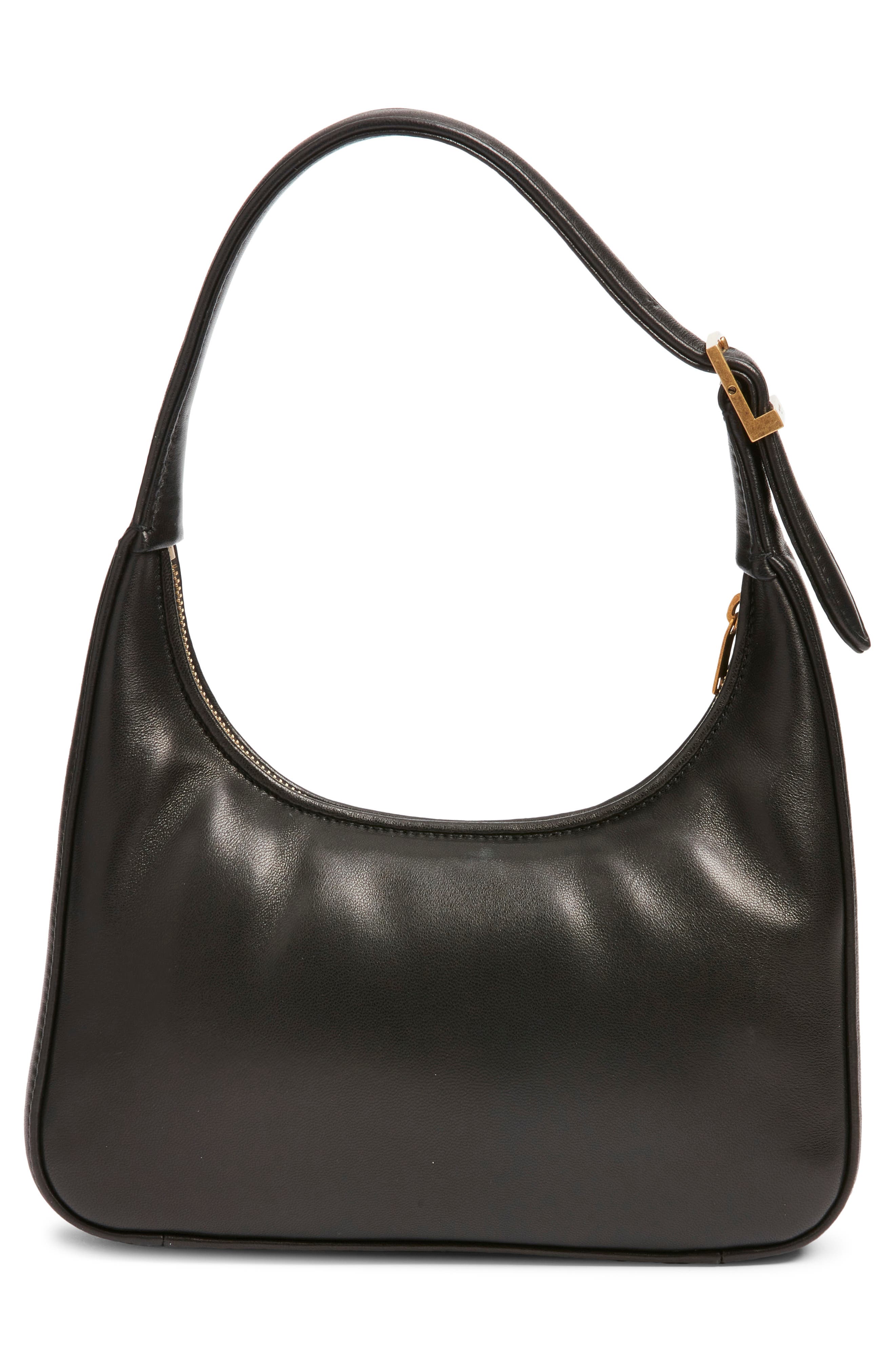 Saint Laurent Calypso Leather Shoulder Bag, Alternate, color, Black