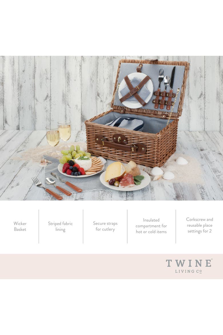 Newport Wicker Picnic Basket Set, Alternate, color, Brown