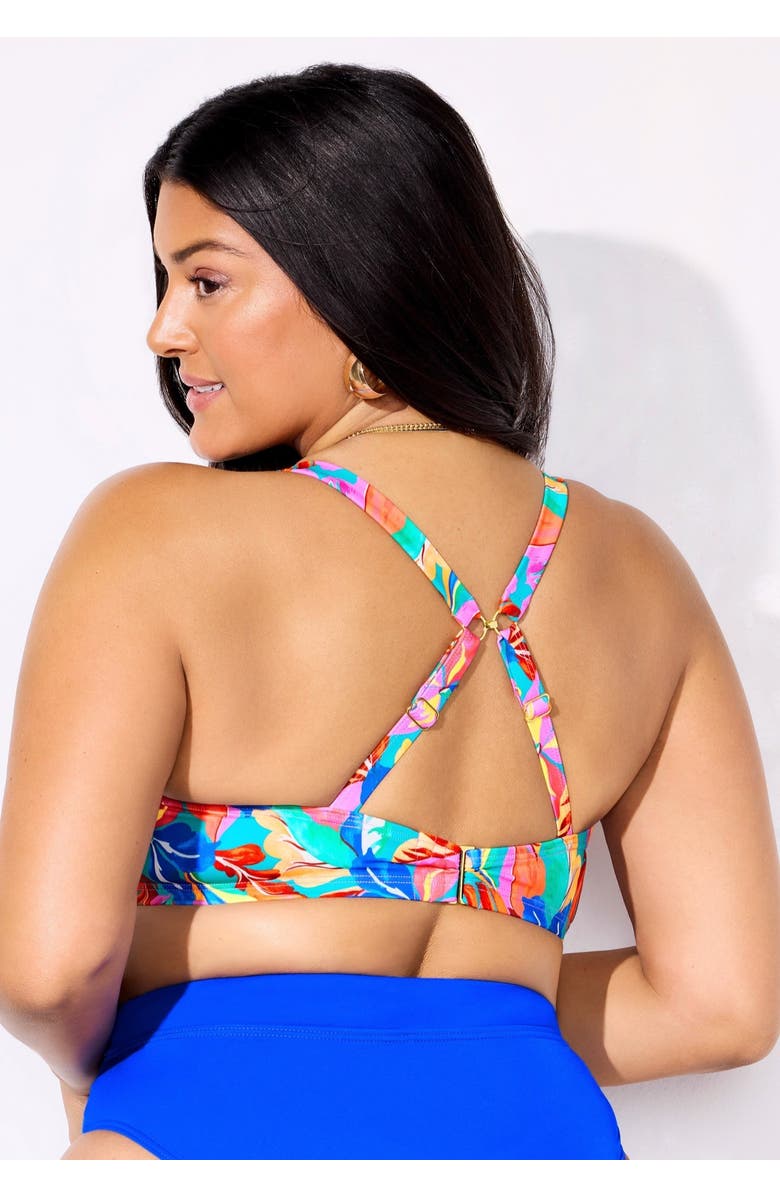 Swimsuits for All Leader Bra Sized Underwire Bikini Top, Alternate, color, Royal Tropical Oasis