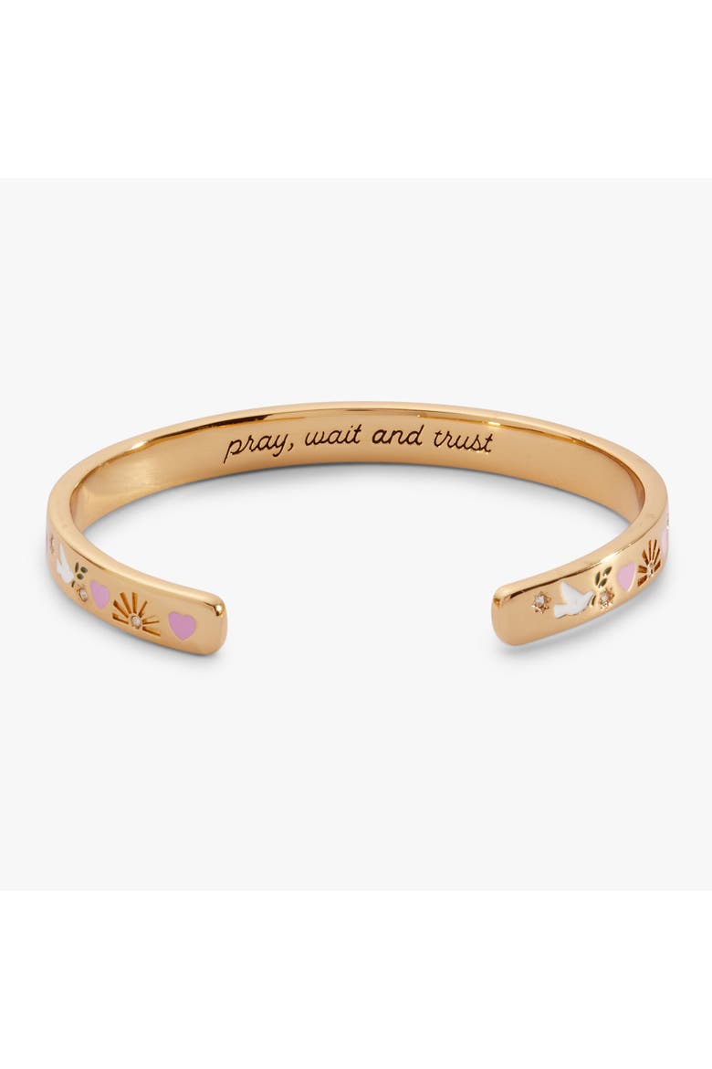 'Pray, Wait and Trust' Cuff Bracelet, Alternate, color, Gold
