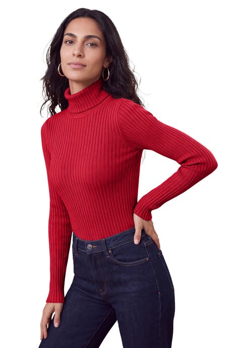 Ribbed Cotton Turtleneck Sweater (plus)