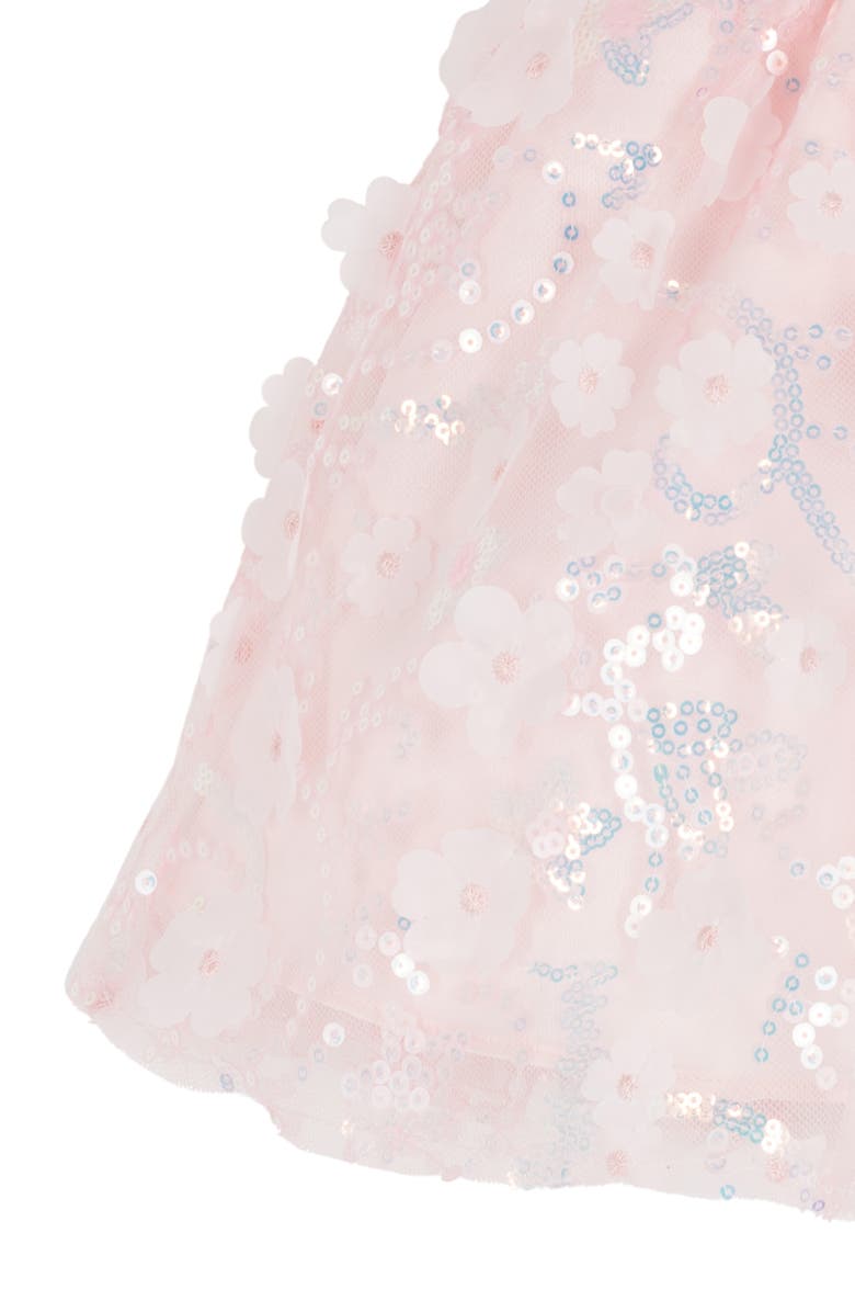 Rare Editions 3D Sequin Mesh Dress & Bloomers, Alternate, color, Pink