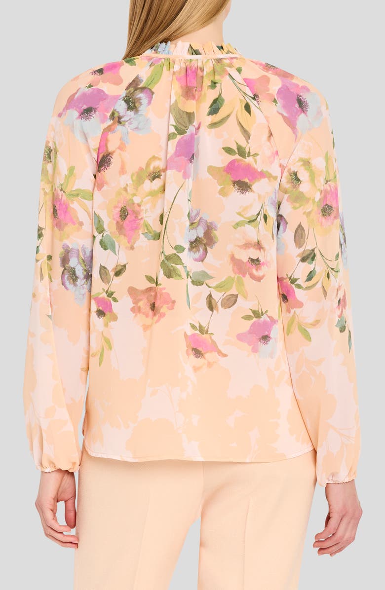 Tahari ASL Floral Print Tie Neck Top, Alternate, color, Blush Multi