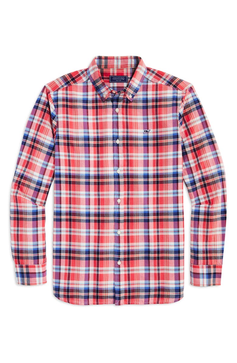vineyard vines Madras Plaid Cotton Button-Down Shirt, Alternate, color,