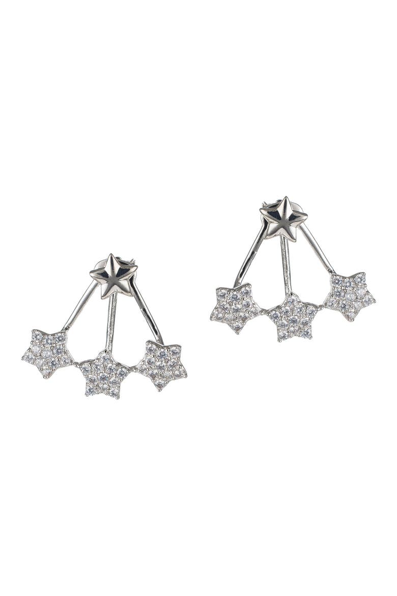 Pave CZ Star Jacket Earrings, Main, color, CLEAR/SILVER