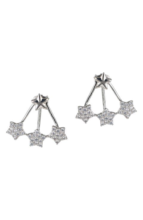 Pave CZ Star Jacket Earrings