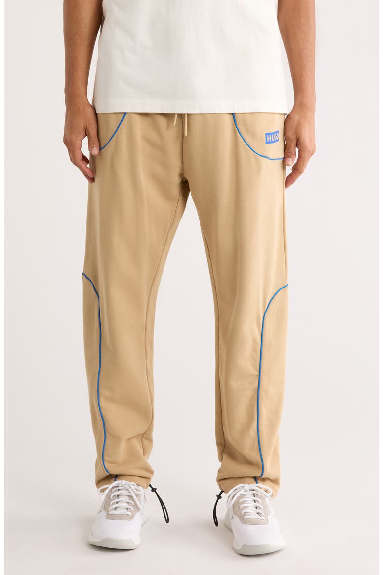 Nippie Piped Trim Cotton Pants, Main, color, BEIGE