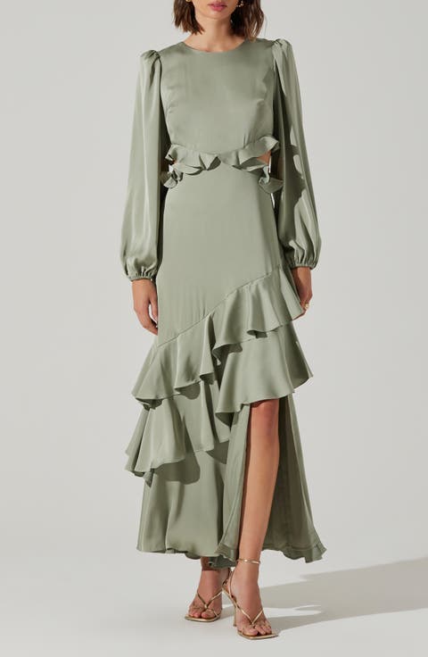 Biella Long Sleeve Ruffle Maxi Dress