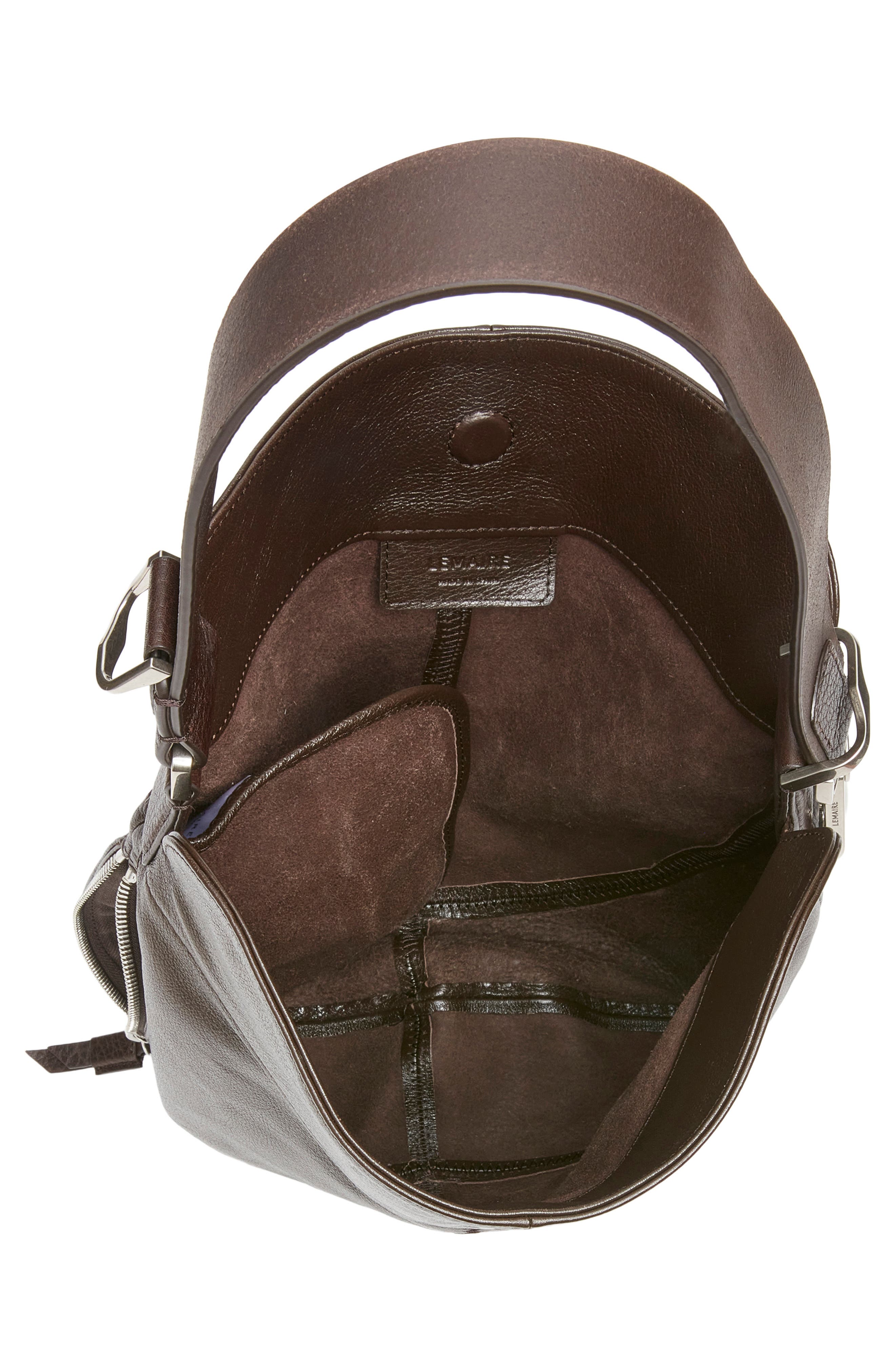 Lemaire Quiver Clip Leather Hobo Bag, Alternate, color, Dark Chocolate