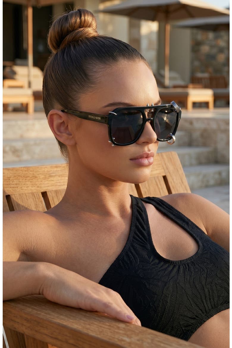Darcy 55mm Aviator Sunglasses, Alternate, color, BLACK/ BLACK