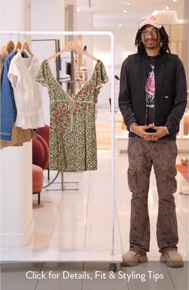 Backroads Floral Flutter Sleeve Mini Sundress, sales video thumbnail