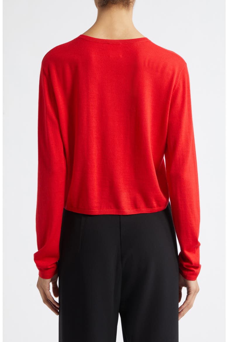 James Merino Wool Crewneck Cardigan, Alternate, color, LIPSTICK