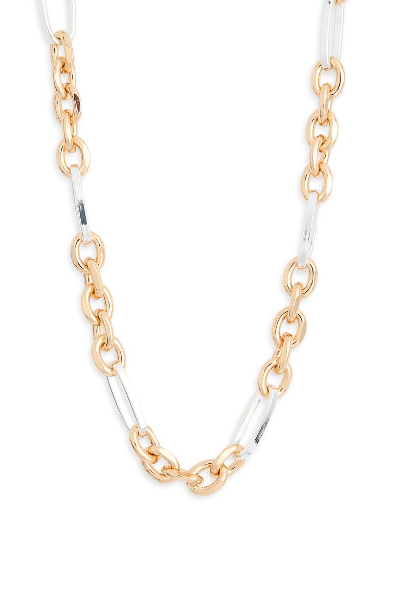 Two-Tone Chain Link Necklace, Main, color, GOLD- SILVER