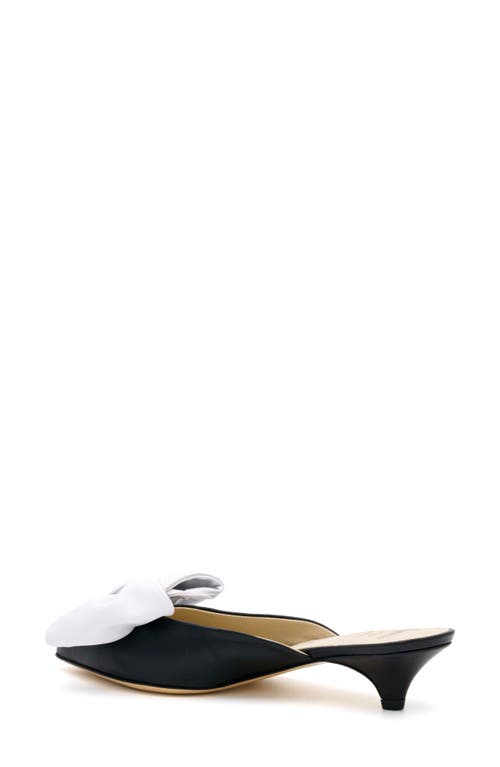Amalfi By Rangoni Antica Pointed Toe Kitten Heel Mule In Black/white Parm Bow
