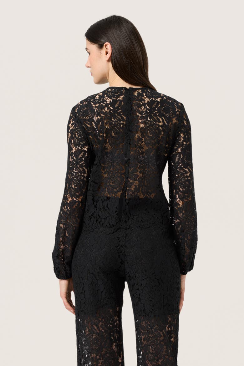 SLHanni Round Neck Lace Blouse, Alternate, color, Black