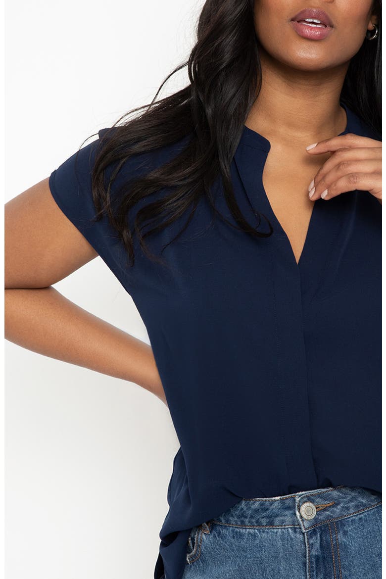 Notch Collar Blouse, Alternate, color, NAVY