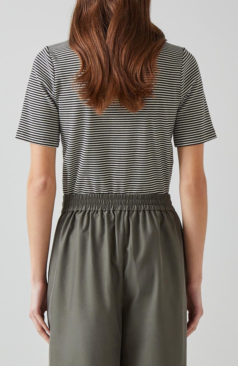 LK Bennett Charlie Stripe Pocket Rib Top, Alternate, color, Black