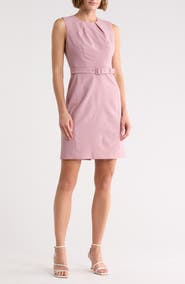 Theory Pleat Neck Virgin Wool Blend Dress