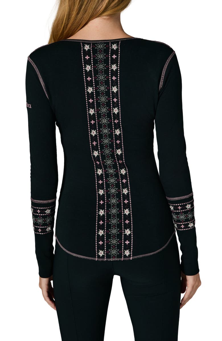 Alp N Rock Embroidered Ski Cross Double Knit Henley, Alternate, color, Black