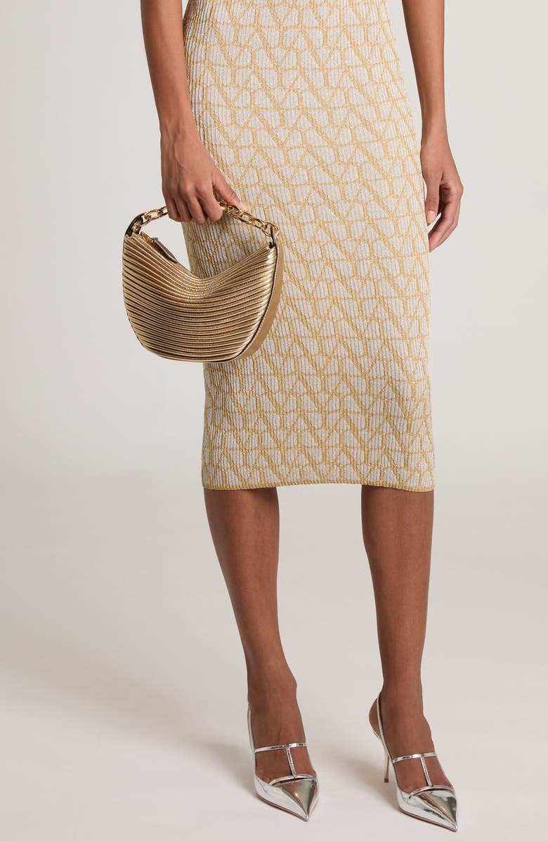 Valentino Garavani Small VLOGO Moon Metallic Lambskin Hobo Bag with Chain, Alternate, color,