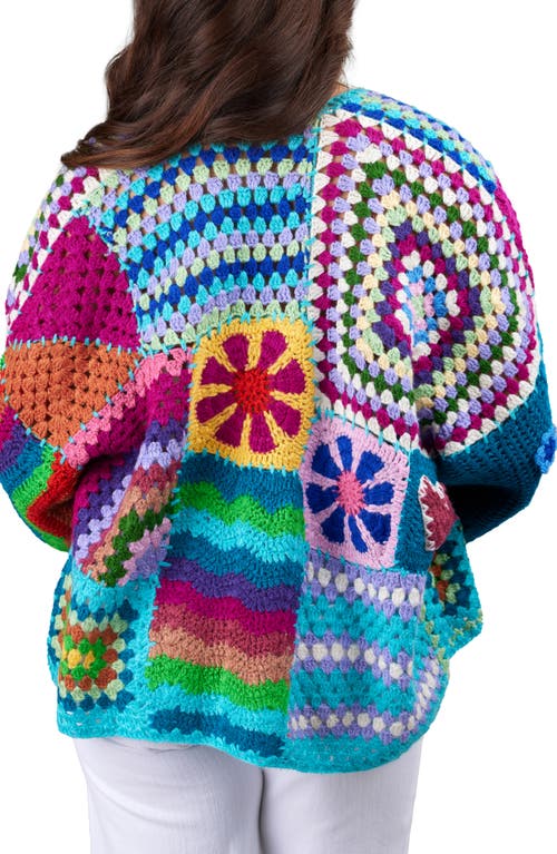 Saachi Mixed Pattern Crocheted Cardigan In Multi