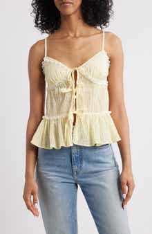 All in Favor Tie Front Lace Babydoll Camisole