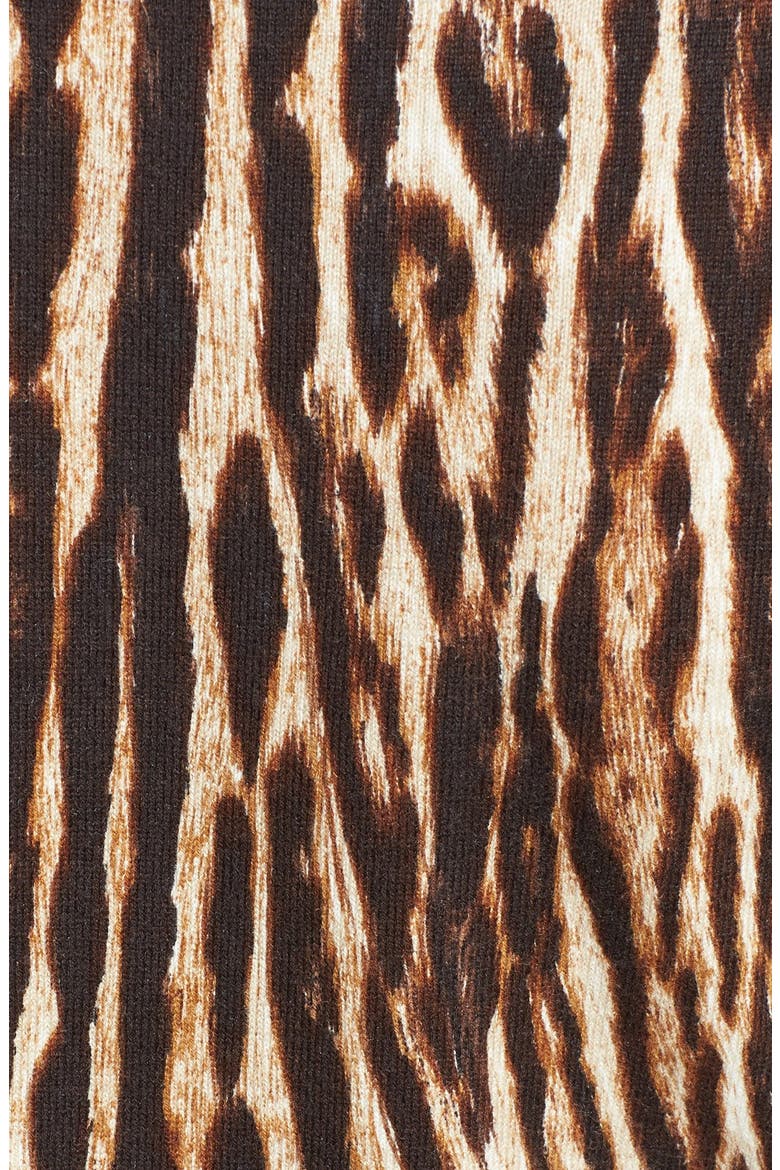 Print Fit & Flare Sweater Dress, Alternate, color, CHOCOLATE