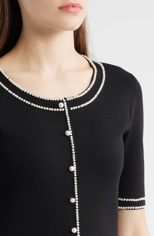 Elie Tahari The Leona Pleated Bead-trim Midi Sweater Dress