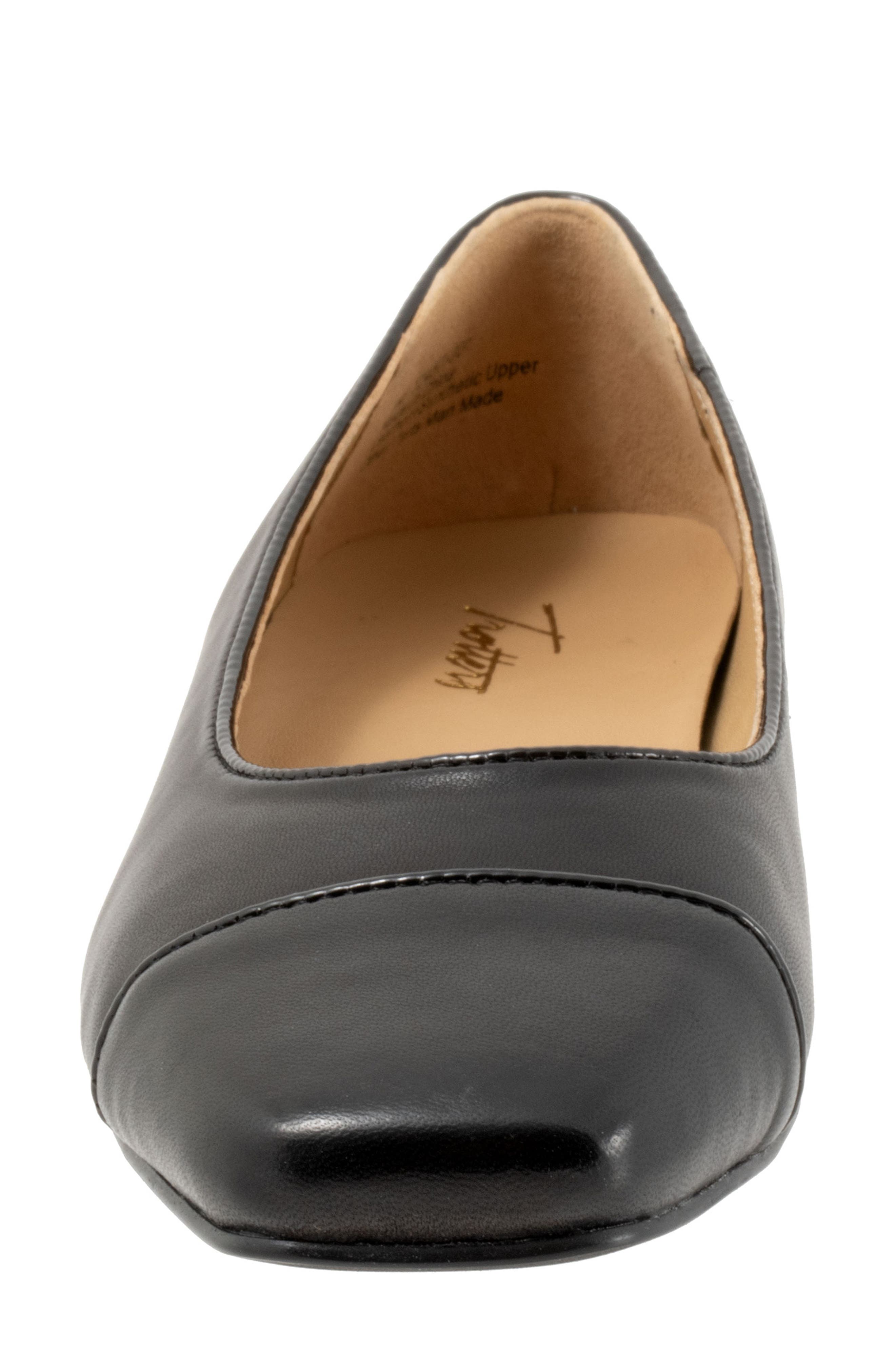 Trotters Harbor Cap Toe Flat, Alternate, color, Black