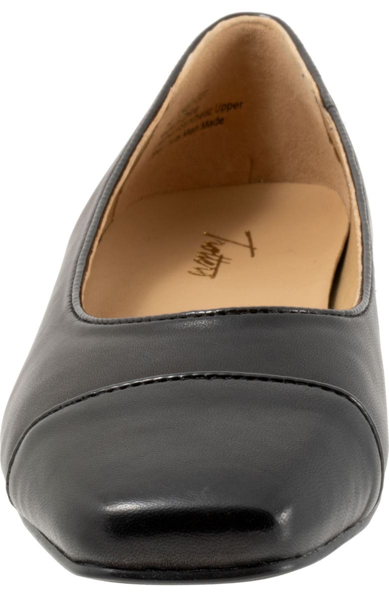 Trotters Harbor Cap Toe Flat, Alternate, color, Black
