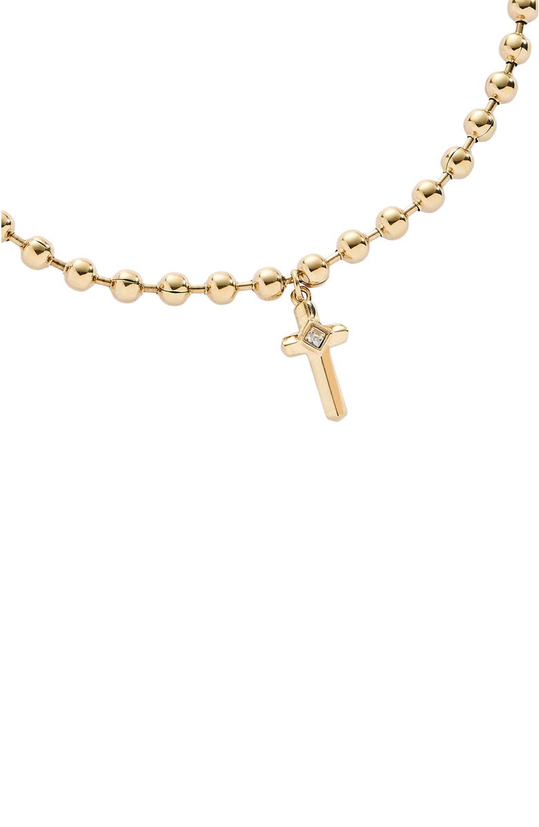 Alex and Ani Cross Ball Chain Bracelet, Alternate, color, Gold