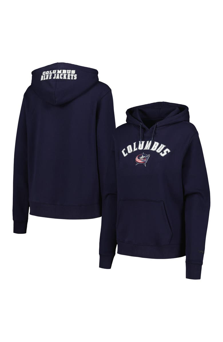 PRO STANDARD Women's Pro Standard Navy Columbus Blue Jackets Classic Chenille Pullover Hoodie, Main, color, 