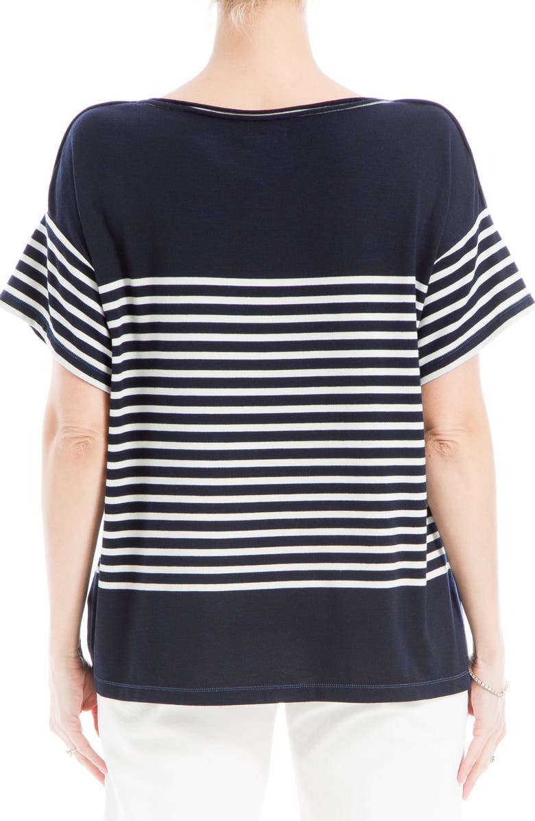 MAX STUDIO Stripe Boatneck T-Shirt, Alternate, color, Navy/ Cream