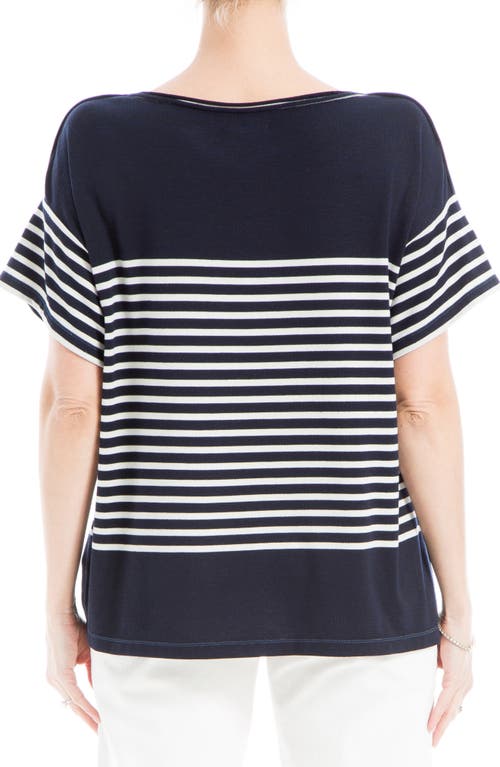 Max Studio Stripe Top In Blue