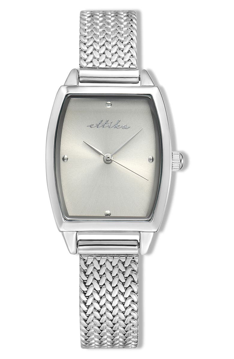 Ettika Timeless Texture Watch, Main, color, Bone And Silver