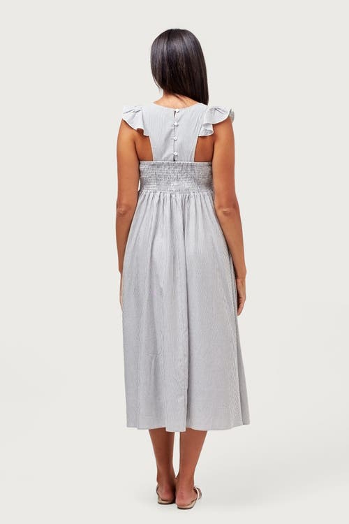 Nom Maternity Harper Cotton Smocked Maternity Dress In Gray
