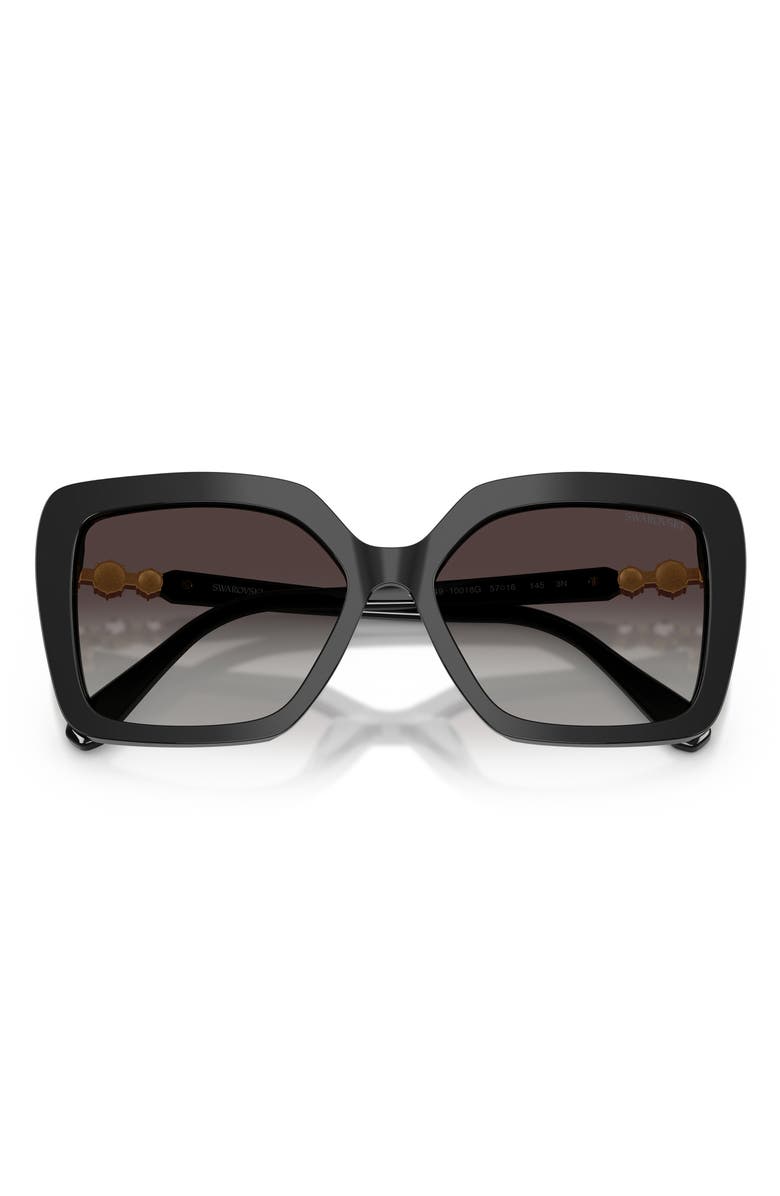 Swarovski 57mm Butterfly Sunglasses, Alternate, color, Black / Gradient Grey
