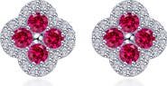 Lafonn Lab Grown Ruby & Simulated Diamond Flower Stud Earrings