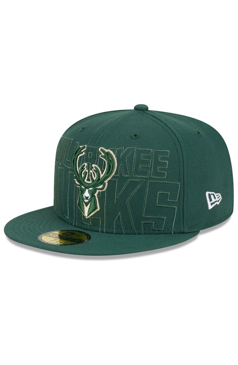 New Era Men's New Era  Hunter Green Milwaukee Bucks 2023 NBA Draft 59FIFTY Fitted Hat, Main, color, 
